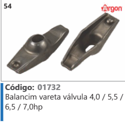 54 Código 01732 Balancim vareta válvula 40 / 5,5 / 6,5 /7,0hp ARGON