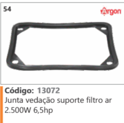 54 Código 13072 Junta vedação suporte filtro ar 2.500W 6,5hp ARGON