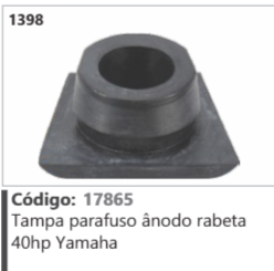 1398 Código 17865 Tampa parafuso ânodo rabeta 40hp Yamaha