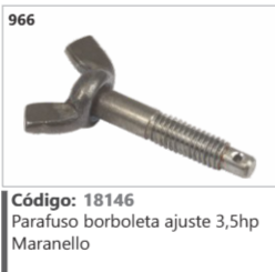 966 Código 18146 Parafuso borboleta ajuste 3,5hp Maranello