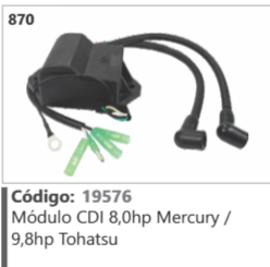 870 Código 19576 Módulo CDI 8,0hp Mercury / 9,8hp Tohatsu