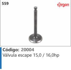 559 Código 20004 Válvula escape 15,0 / 16,0hp ARGON