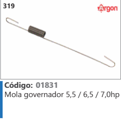 319 Código 01831 Mola governador 5,5 / 6,5 / 7,0hp ARGON