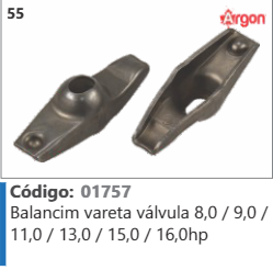55 Código 01757 Balancim vareta válvula 8,0 /9,0/ 11,0/13,0/15,0/16,0hp ARGON