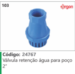 103 Código 24767 Válvula retenção água para poço 2" ARGON