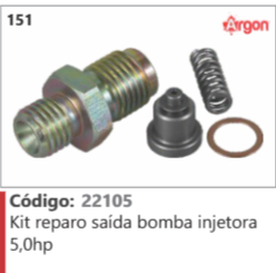 151 Código 22105 Kit reparo saída bomba injetora 5,0hp ARGON