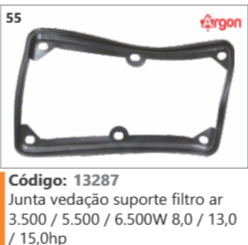 55 Código 13287 Junta vedação suporte filtro ar 3.500 / 5.500 / 6.500W 8,0 / 13,0 /15.0ho ARGON