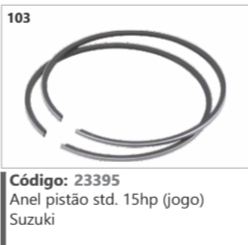 103 Código 23395 Anel pistão Stihl andard 15hp (jogo) Suzuki