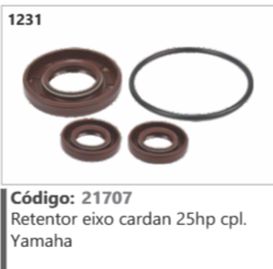1231 Código 21707 Retentor eixo cardan 25hp completo Yamaha