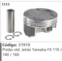 1111 Código 21919 Pistão Standard Jetski Yamaha FX 110 / 140/160