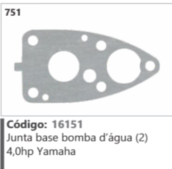 751 Código 16151 Junta base bomba d'água (2) 4,0hp Yamaha