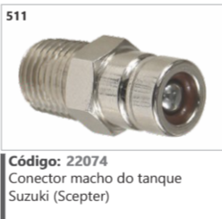 511 Código 22074 Conector macho do tanque Suzuki (Scepter)