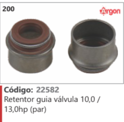 200 Código 22582 Retentor guia válvula 10,0 / 13,0hp (par) ARGON