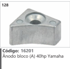 128 Código 16201 Anodo bloco (A) 40hp Yamaha