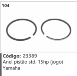104 Código 23389 Anel pistão Standard 15hp (jogo) Yamaha