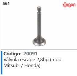 561 Código 20091 Válvula escape 2,8hp (mod. Mitsubishi / Honda) ARGON
