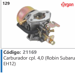 129 Código 21169 Carburador completo 4,0 (Robin Subaru EH12) ARGON