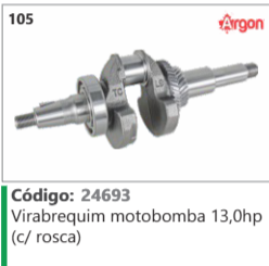 105 Código 24693 Virabrequim motobomba 13,0hp (c/ rosca) ARGON