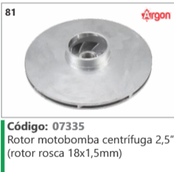81 Código 07335 Rotor motobomba centrífuga 2,5º (rotor rosca 18x1,5mm) ARGON