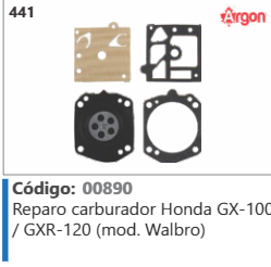 441 Código 00890 Reparo carburador Honda GX-10( / GXR-120 (mod. Walbro) ARGON