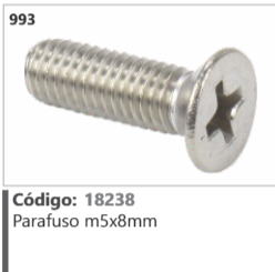 993 Código 18238 Parafuso m5x8mm