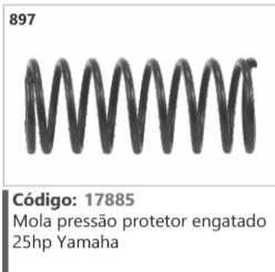897 Código 17885 Mola pressão protetor engatado 25hp Yamaha