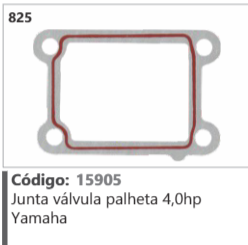 825 Código 15905 Junta válvula palheta 4,0hp Yamaha