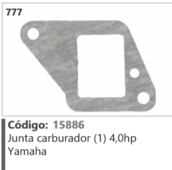 777 Código 15886 Junta carburador (1) 4,0hp Yamaha