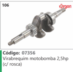 106 Código 07356 Virabrequim motobomba 2,5hp (c/ rosca) ARGON