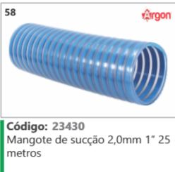58 Código 23430 Mangote de sucção 2,0mm 1" 25 metros ARGON