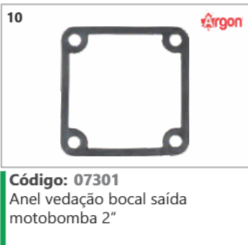 10 Código 07301 Anel vedação bocal saída motobomba 2" ARGON