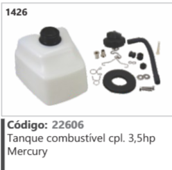 1426 Código 22606 Tanque combustivel completo 3,5hp Mercury