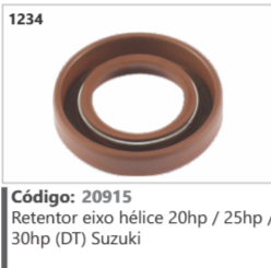 1234 Código 20915 Retentor eixo hélice 20hp / 25hp , 30hp (DT) Suzuki