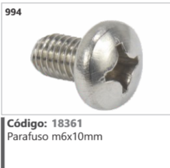994 Código 18361 Parafuso m6x10mm