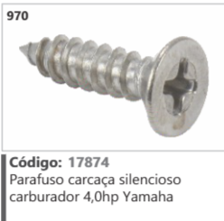 970 Código 17874 Parafuso carcaça silencioso carburador 4,0hp Yamaha