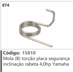 874 Código 15810 Mola (B) torção placa segurança inclinação rabeta 4,0hp Yamaha